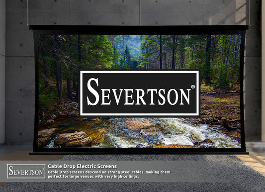 Severtson Features Recently Launched Motorized Cable Drop Series Projection Screens During InfoComm 2022