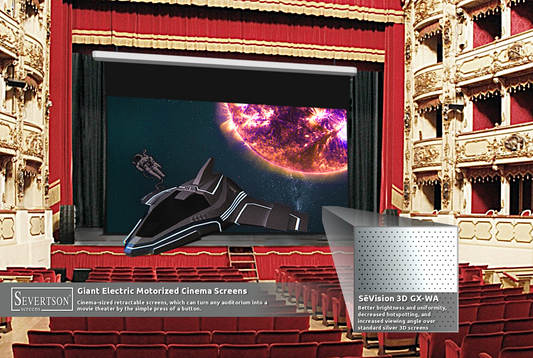 Severtson Features Giant Electric Motorized Cinema Screens & New Screen Coating Technologies at CineEurope 2018